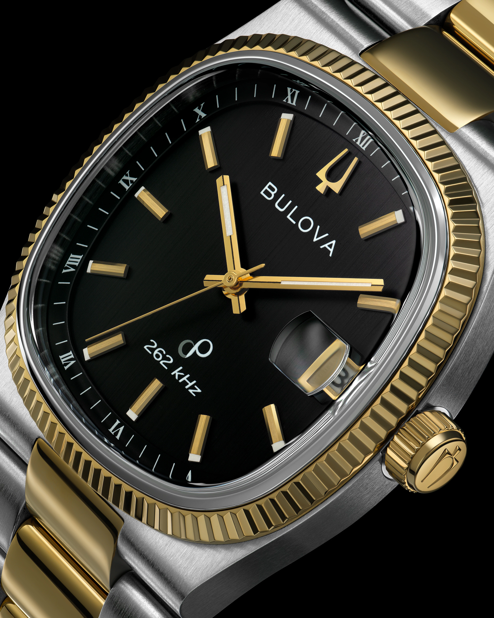 Black Dial Stainless Steel Bracelet Super Seville 98B458 | Bulova